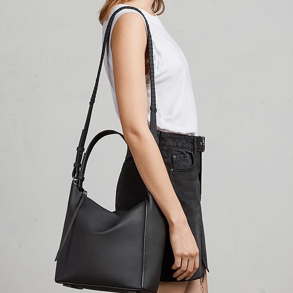 All Saints kits crossbody bag purse black leather - Picture 4 of 8